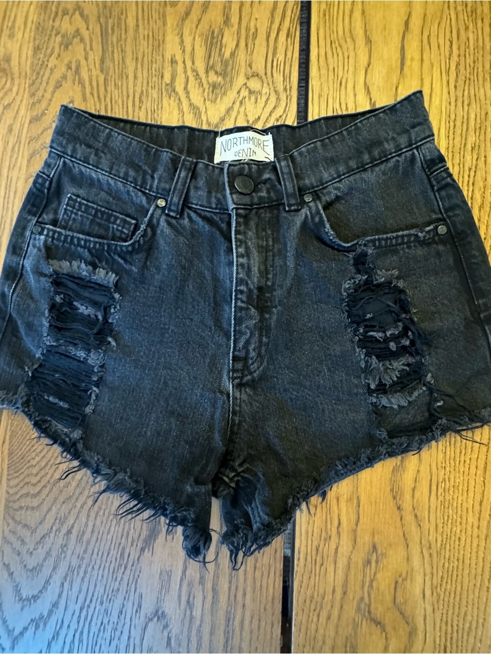 NORTHMORE DENIM BLACK JEANS WOMEN'S SHORT SIZE 25 Cut Offs